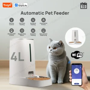 Automatischer 4-Liter-Futterspender für 1/2 Katzen, automatischer Futterspender für WiFi-Smart-Feeder für Katzen und Hunde, zeitgesteuerter Tierfutterspender mit APP-Steuerung