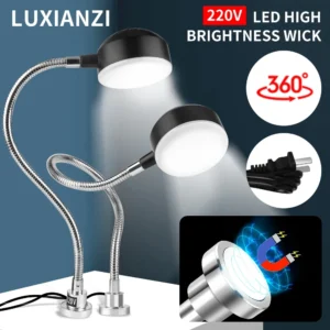 LUXIANZI 12W LED Werkzeugmaschinenleuchte mit Magnetfuß, 300/400/500mm flexibler Schwanenhals, industrielle helle Garagenbeleuchtung, Schreibtischlampe