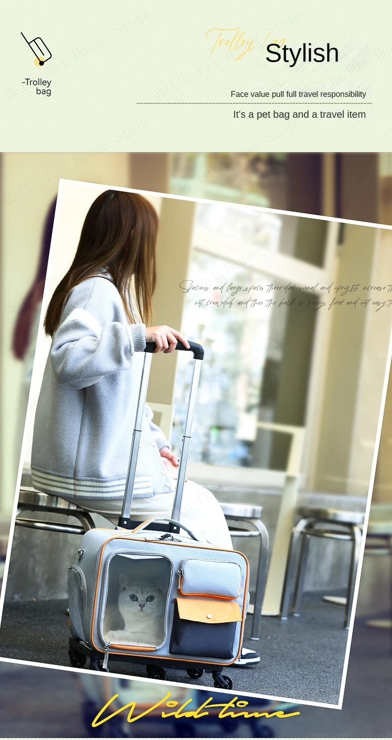 Cat Carrier Bag Pet Trolley Case Small Dog Luggage Bags Portable Cat Backpack Pushable Shoulder/Portable/Diagonal Bag Detachable Cat Carrier Bag Pet Trolley Case Small Dog Luggage Bags Portable Cat Backpack Pushable Shoulder/Portable/Diagonal Bag Detachable - Image 20