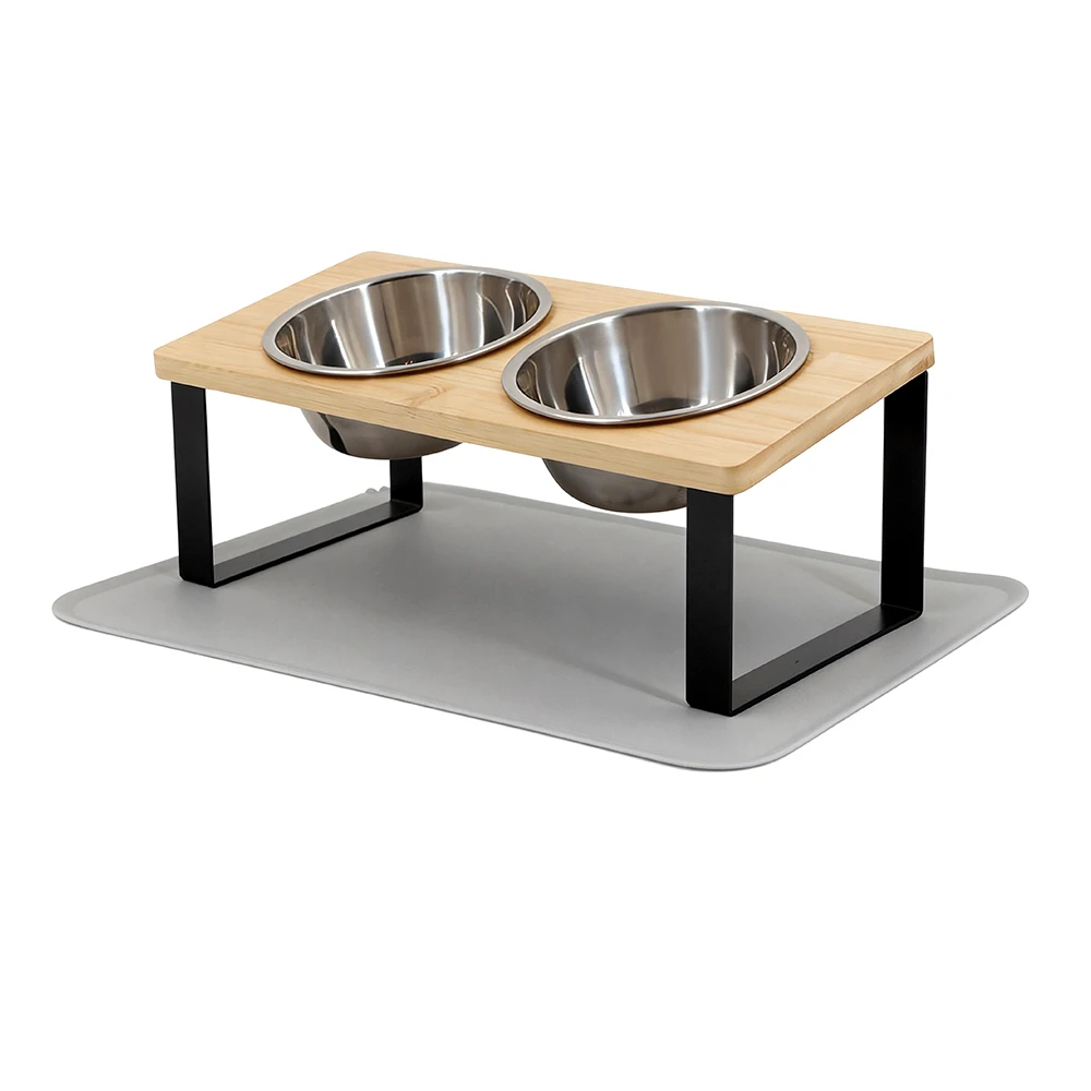 Elevated Cat Bowls With Food Mat 15° Tilted Stand Raised Cat Dishes For Food And Water Feeder 2 Stainless Steel Bowls For Cats Elevated Cat Bowls With Food Mat 15° Tilted Stand Raised Cat Dishes For Food And Water Feeder 2 Stainless Steel Bowls For Cats - Image 7