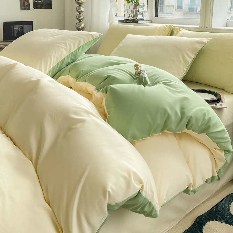 Ins Style Solid Color Duvet Cover Set Washed Cotton Bedclothes Comforter Cover Pillowcase Soft Bedding Sets Quilt Covers 220X240 Ins Style Solid Color Duvet Cover Set Washed Cotton Bedclothes Comforter Cover Pillowcase Soft Bedding Sets Quilt Covers 220X240 - Image 13