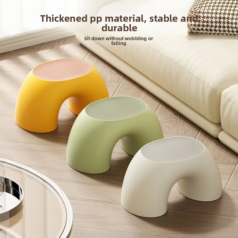 Nordic Rainbow Arch Stool For Kids &Amp; Adults, Cream White Minimalist Plastic Low Stool, Anti-Slip Step Stool For Bathroom, Shoe C Nordic Rainbow Arch Stool For Kids &Amp; Adults, Cream White Minimalist Plastic Low Stool, Anti-Slip Step Stool For Bathroom, Shoe C - Image 3