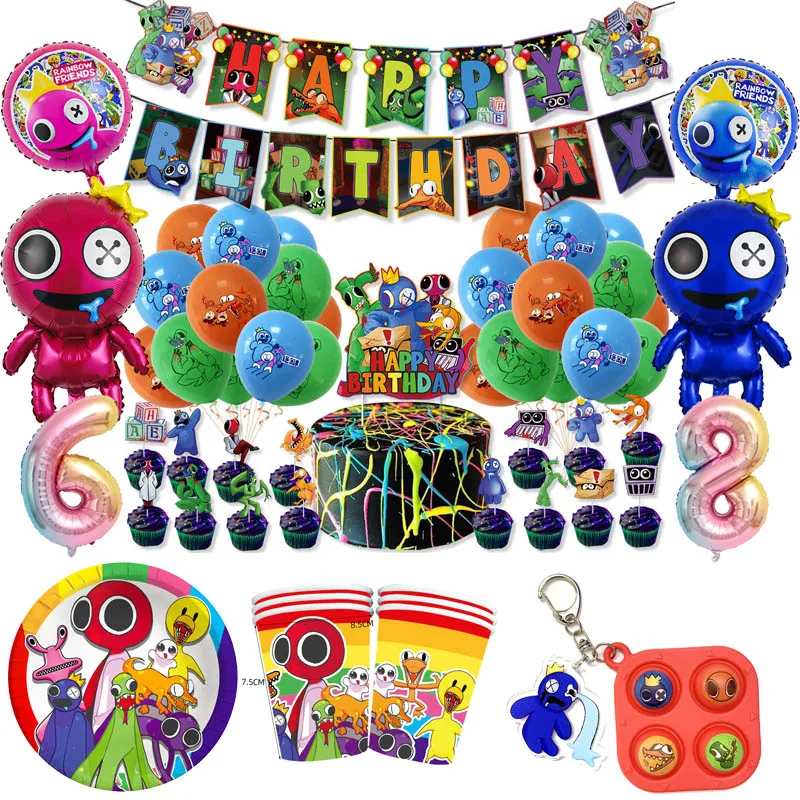 Neue Regenbogen-Freunde Geburtstagsparty-Dekoration Tischzubehör Happy Birthday Banner Tortendekoration Partyzubehör Hintergrund Ballons Neue Regenbogen-Freunde Geburtstagsparty-Dekoration Tischzubehör Happy Birthday Banner Tortendekoration Partyzubehör Hintergrund Ballons - Image 2