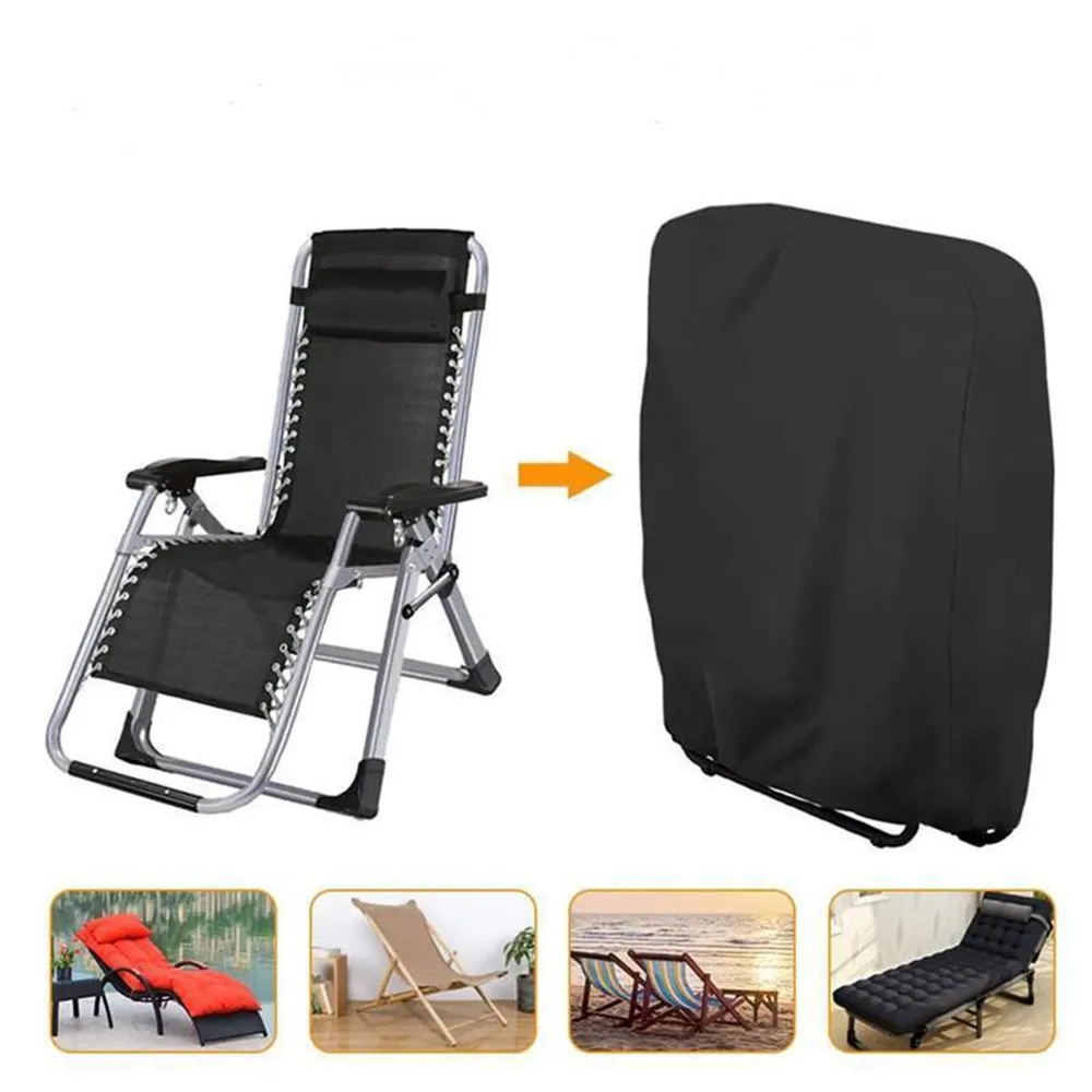 Folding Chairs Cover Outdoor Dustproof Sun Uv Protection Waterproof Cushion For Reclining Chair Black Furniture Case 93X82Cm Folding Chairs Cover Outdoor Dustproof Sun Uv Protection Waterproof Cushion For Reclining Chair Black Furniture Case 93X82Cm - Image 3