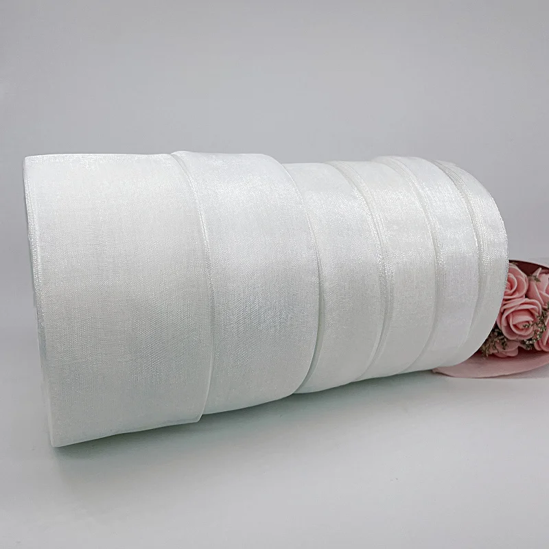 50 Yards Weißes, Durchsichtiges Chiffonband Aus Organza Und Satin Für Geschenkverpackungen, Hochzeitsdekoration, Blumensträuße, Party, Diy, Stoffhandwerk 50 Yards Weißes, Durchsichtiges Chiffonband Aus Organza Und Satin Für Geschenkverpackungen, Hochzeitsdekoration, Blumensträuße, Party, Diy, Stoffhandwerk - Image 5