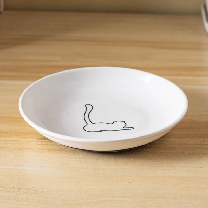 【F】Ceramic Cat Plates With Silicone Anti Slip Pad Pet Cat Snack Bowl Cute Kitten Food Bowl Pet Kitten Water Bowl Pet Supplies 【F】Ceramic Cat Plates With Silicone Anti Slip Pad Pet Cat Snack Bowl Cute Kitten Food Bowl Pet Kitten Water Bowl Pet Supplies - Image 7