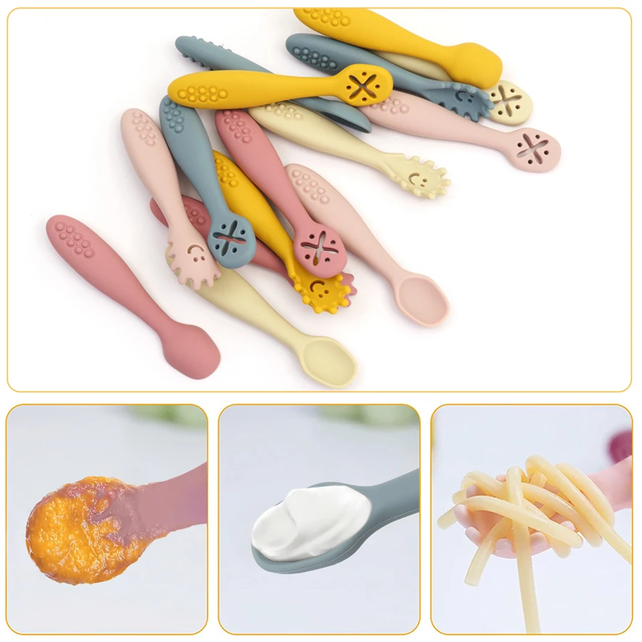 3Pcs Silicone Spoon Fork For Baby Utensils Set Feeding Food Toddler Learn To Eat Training Soft Fork Cutlery Children'S Tableware 3Pcs Silicone Spoon Fork For Baby Utensils Set Feeding Food Toddler Learn To Eat Training Soft Fork Cutlery Children'S Tableware - Image 5