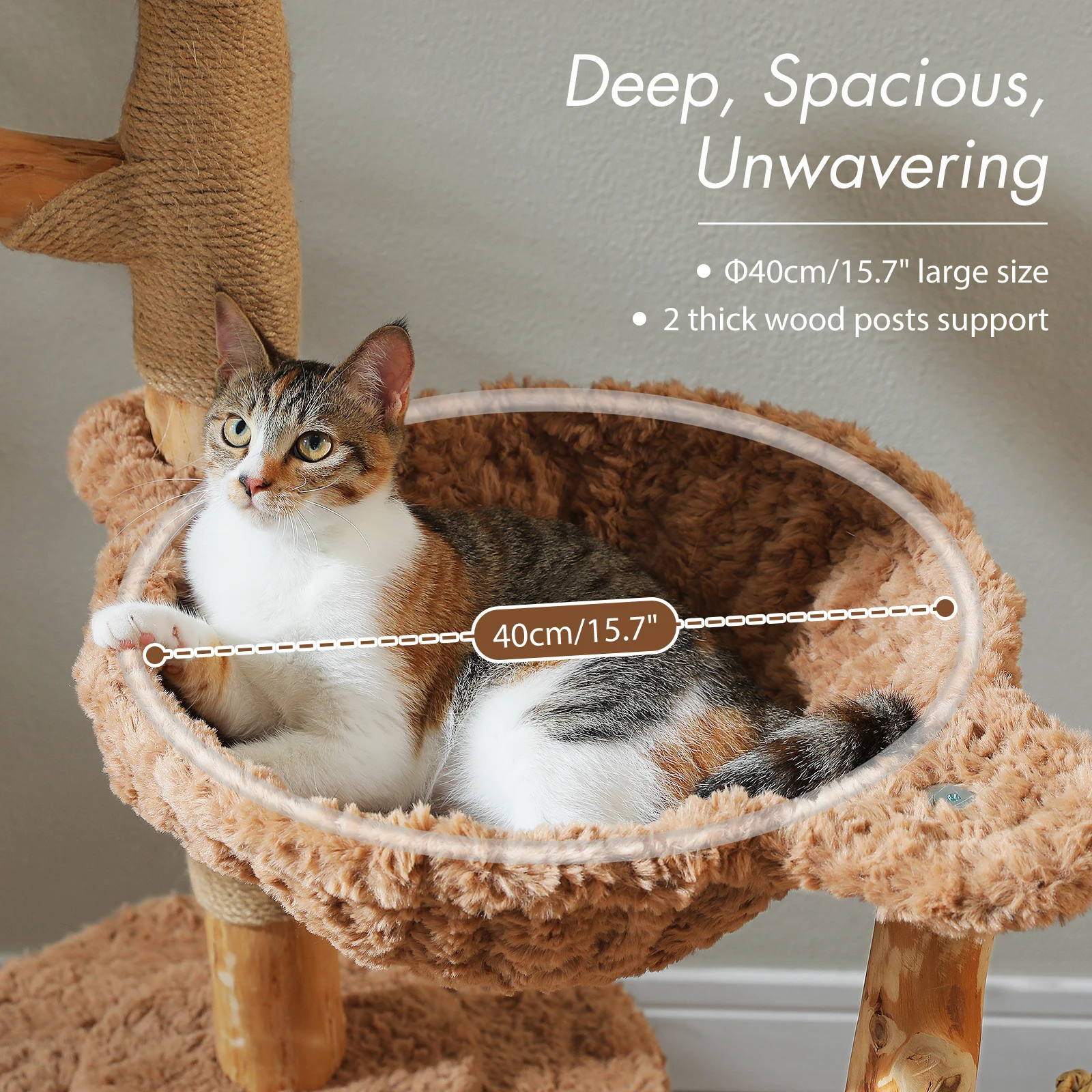 Large Cat Tree Tower With Sisal Scratching Post Wicker Basket Bed Flower Cat Condo Indoor Modern Cat Furniture Cat Accessories Large Cat Tree Tower With Sisal Scratching Post Wicker Basket Bed Flower Cat Condo Indoor Modern Cat Furniture Cat Accessories - Image 8