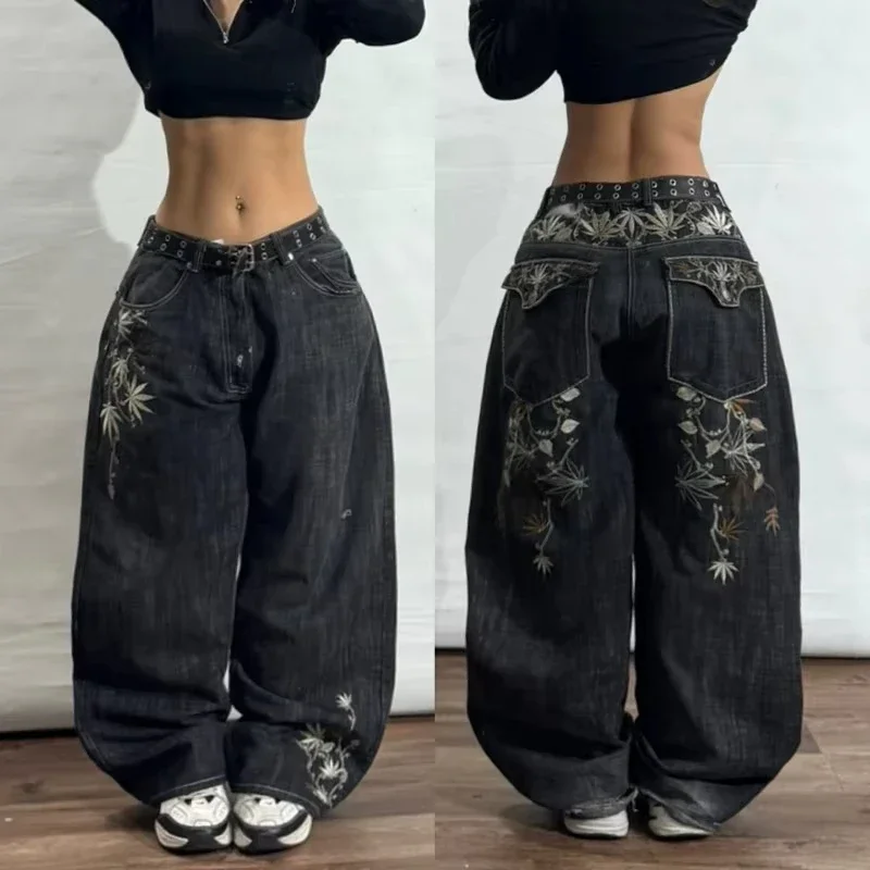 American New Fashion Oversize Pattern Embroidered Baggy Jeans Men Y2K Gothic Harajuku Hip Hop Straight High Waist Wide Leg Pants American New Fashion Oversize Pattern Embroidered Baggy Jeans Men Y2K Gothic Harajuku Hip Hop Straight High Waist Wide Leg Pants - Image 14