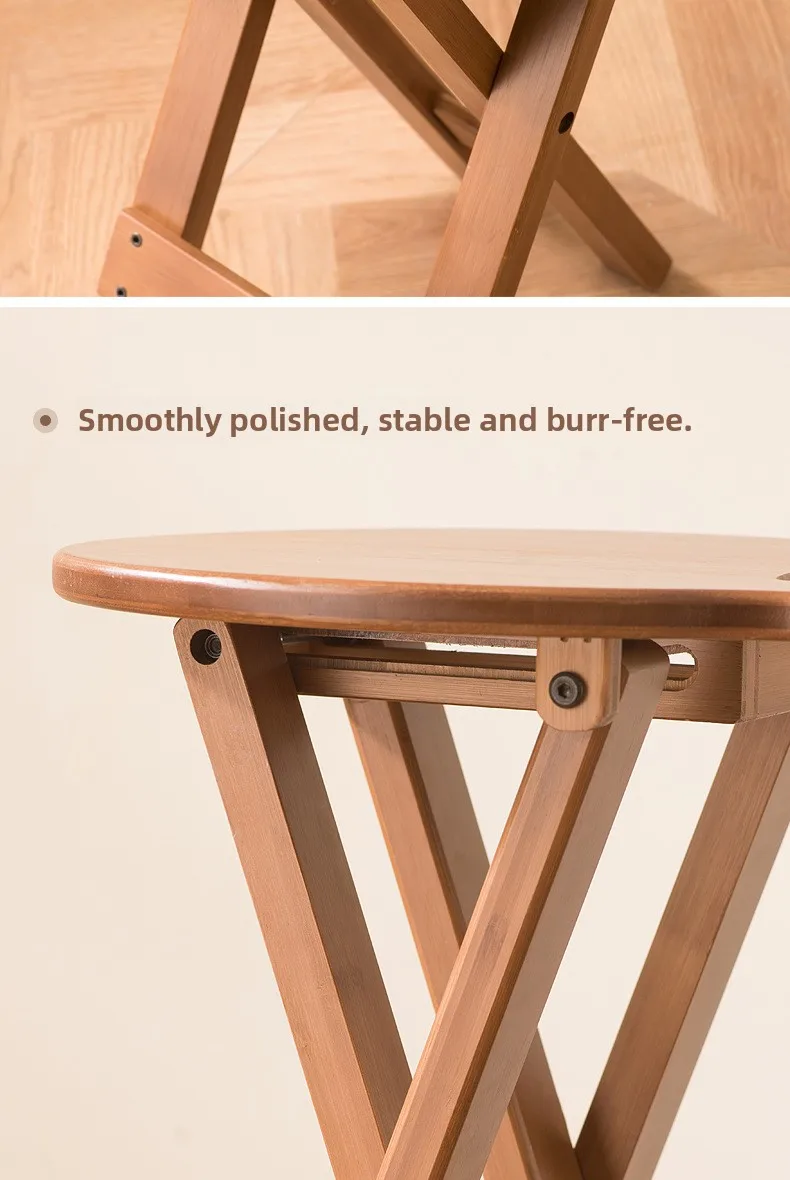 Retro Style Bamboo Folding Stool, Household Foldable Round Stool, Foldable High Stool, Bar Stool, Restaurant Dining Stool Retro Style Bamboo Folding Stool, Household Foldable Round Stool, Foldable High Stool, Bar Stool, Restaurant Dining Stool - Image 25