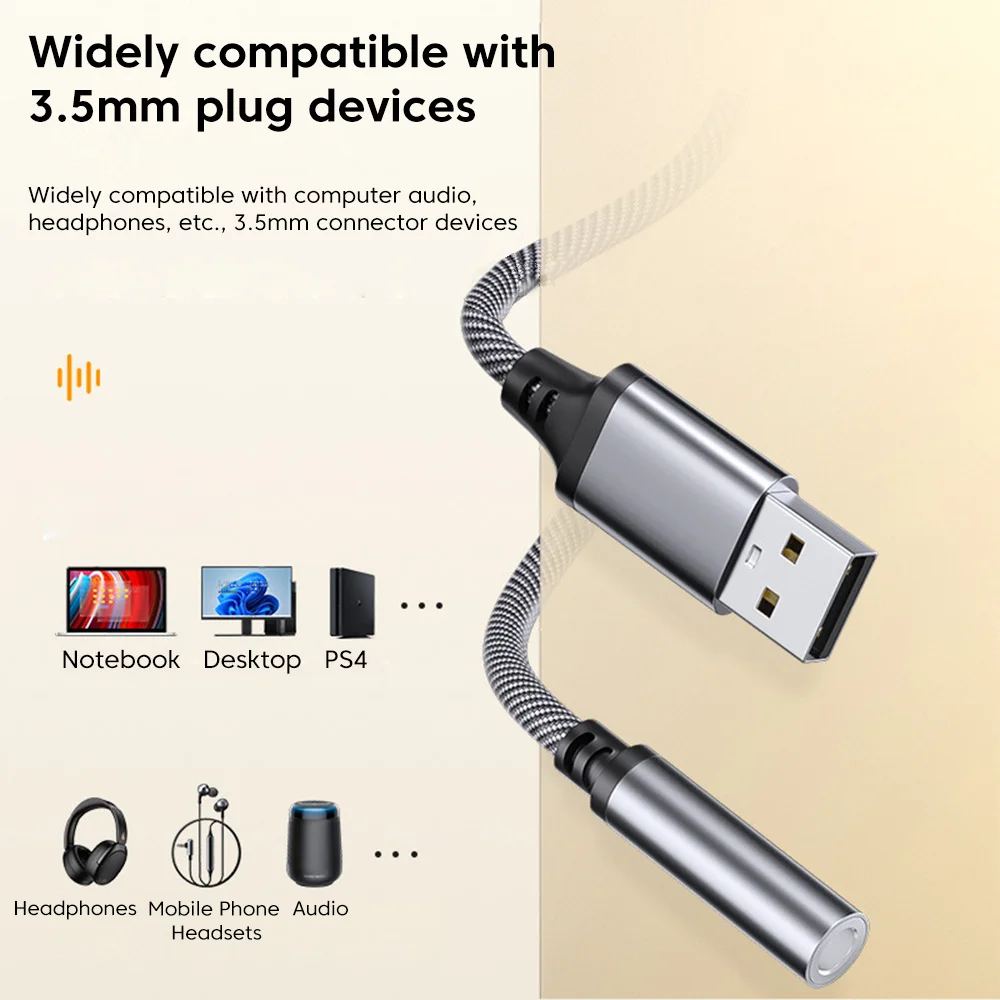 Usb Auf 3,5-Mm-Kopfhörer-Adapter – Audio-Konverter Für Notebook, Pc &Amp; Ps4 Mit 3,5-Mm-Klinkenanschluss Usb Auf 3,5-Mm-Kopfhörer-Adapter – Audio-Konverter Für Notebook, Pc &Amp; Ps4 Mit 3,5-Mm-Klinkenanschluss - Image 3