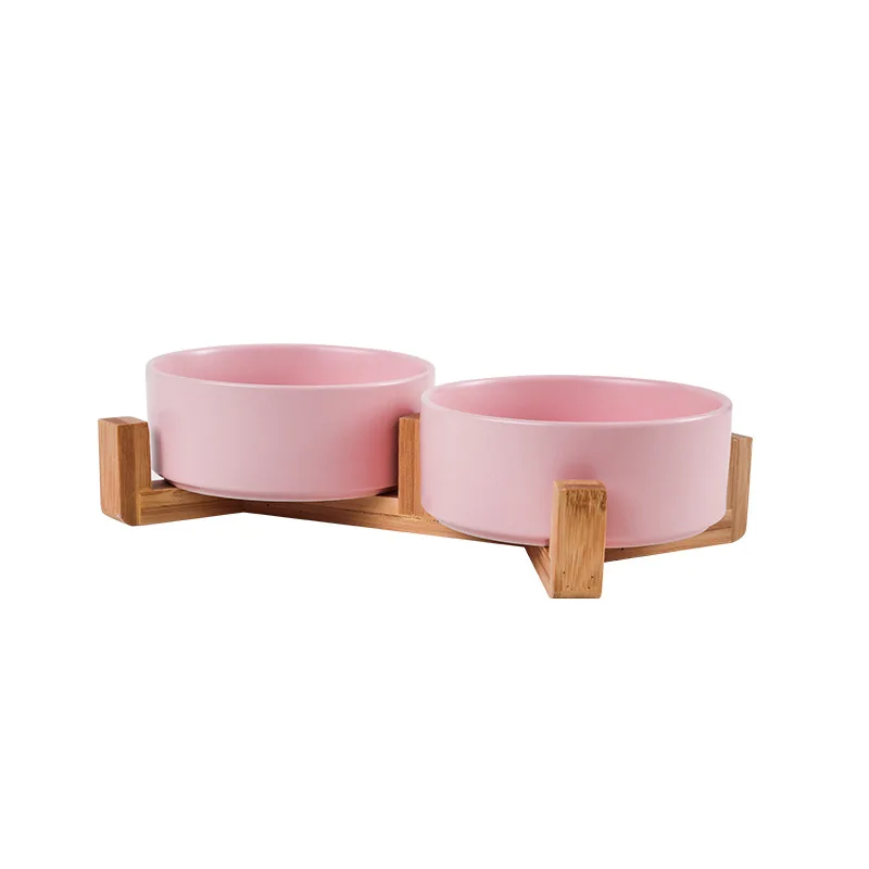 Cat Bowl Double Pet Dish With Wooden Stand Tall Elevated For Cervical Protection Cat Bowl Double Pet Dish With Wooden Stand Tall Elevated For Cervical Protection - Image 9