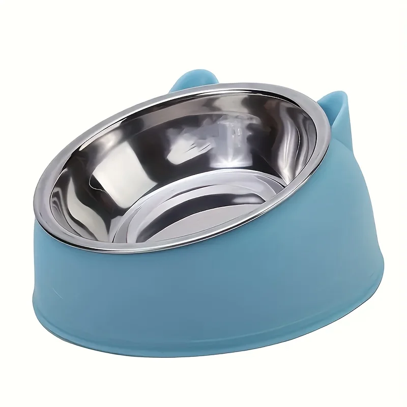 1Pc Elevated Stainless Steel Cat Bowl, Inclined Food &Amp; Water Dish With Cute Ear Stand, Neck Protection Design For Cats 1Pc Elevated Stainless Steel Cat Bowl, Inclined Food &Amp; Water Dish With Cute Ear Stand, Neck Protection Design For Cats - Image 8