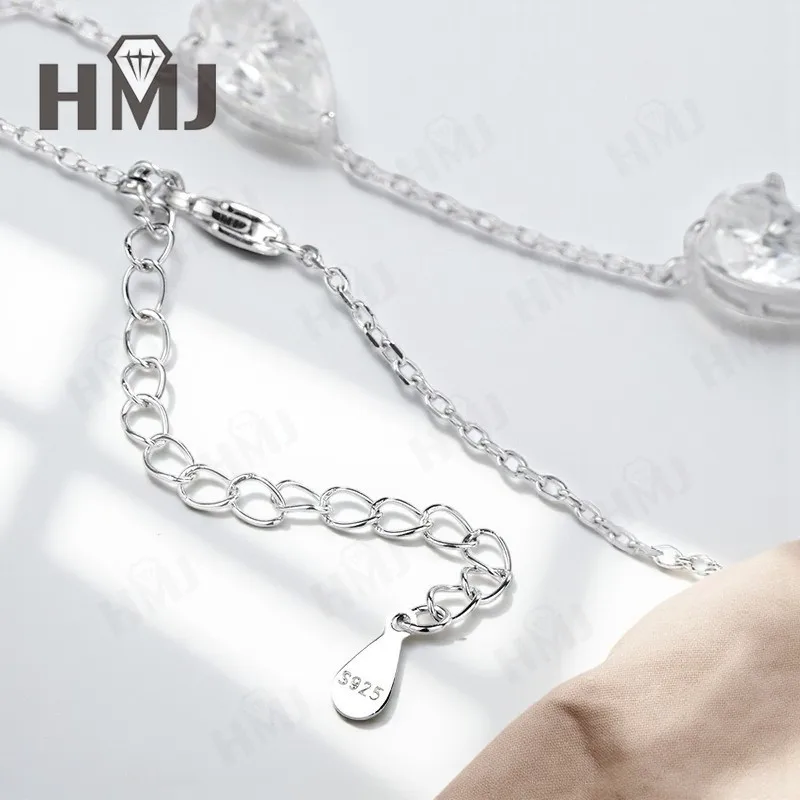 Einfache Halsketten, Drei Birnenform, Moissanit-Diamant, 925Er Sterlingsilber, Stapelbare Gliederkette, Weihnachtsgeschenke, Hypoallergen Einfache Halsketten, Drei Birnenform, Moissanit-Diamant, 925Er Sterlingsilber, Stapelbare Gliederkette, Weihnachtsgeschenke, Hypoallergen - Image 3