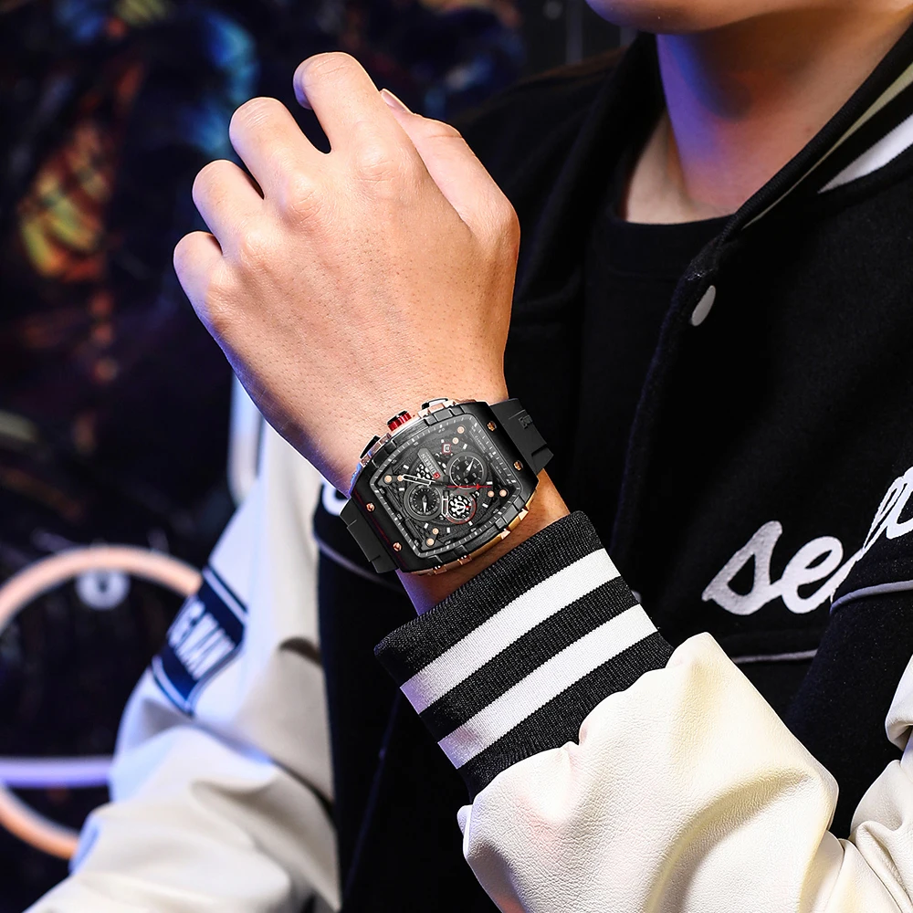 Curren Top Marke Herrenuhren Luxus Quadratische Quarz-Armbanduhr Wasserdicht Leuchtende Chronographenuhr Für Männer Datum Uhr Curren Top Marke Herrenuhren Luxus Quadratische Quarz-Armbanduhr Wasserdicht Leuchtende Chronographenuhr Für Männer Datum Uhr - Image 5
