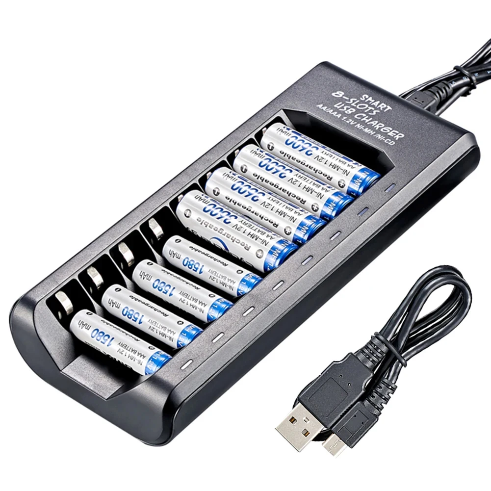 8-Fach Akku-Ladegerät Für Aa/Aaa Nimh – Usb-Ausgang, Schnellladung Und Kurzschlussschutz 8-Fach Akku-Ladegerät Für Aa/Aaa Nimh – Usb-Ausgang, Schnellladung Und Kurzschlussschutz - Image 6