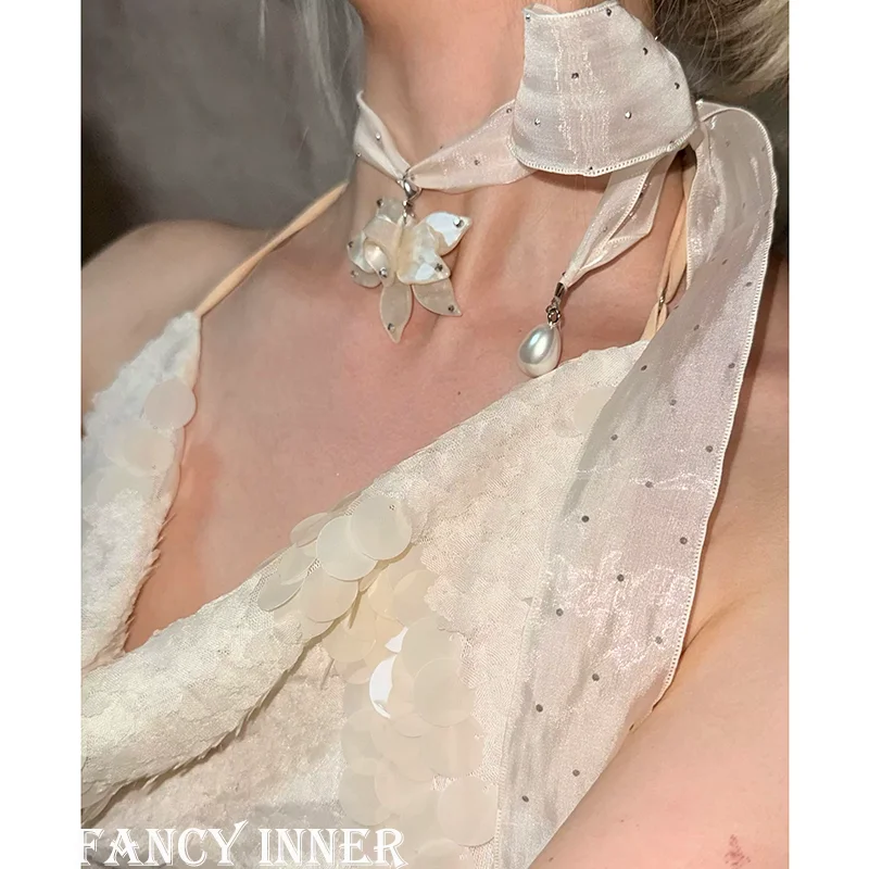 2025 Neue Band Halsband Polka Point Strass Blume Anhänger Perle Y2K Süße Lange Hals Mithelfer Für Frauen Mädchen Schmuck 2025 Neue Band Halsband Polka Point Strass Blume Anhänger Perle Y2K Süße Lange Hals Mithelfer Für Frauen Mädchen Schmuck - Image 3