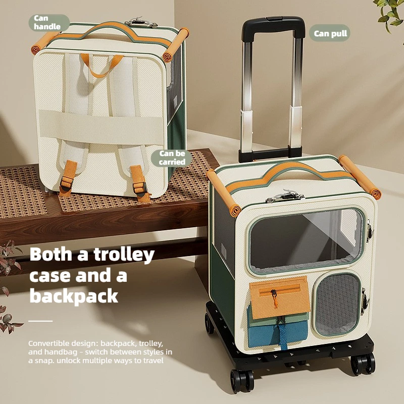 Rolling Cat Carrier With Wheels For Large Cats Small Dogs Up To 10Kg Ideal For Travel Walking And Camping Cat Handbag Dog Bag Rolling Cat Carrier With Wheels For Large Cats Small Dogs Up To 10Kg Ideal For Travel Walking And Camping Cat Handbag Dog Bag - Image 2