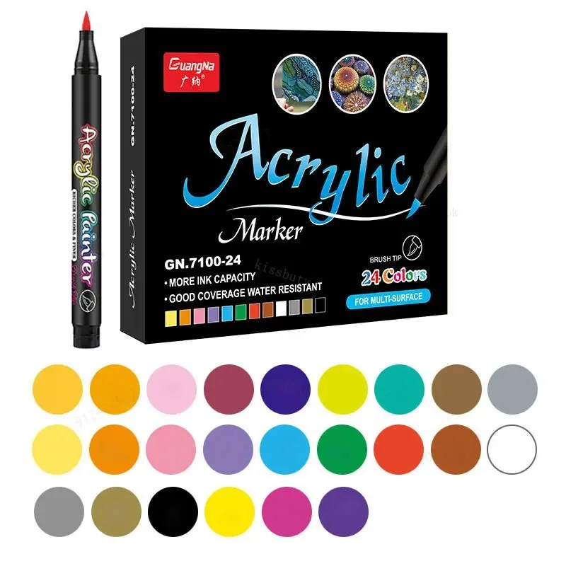 12-60 Farben Acryl Pinsel Markierung Stifte Für Stoff Leinwand Stein Metall Keramik Diy Mal Stift 12-60 Farben Acryl Pinsel Markierung Stifte Für Stoff Leinwand Stein Metall Keramik Diy Mal Stift - Image 7