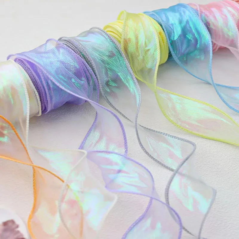 40Mm 10 Yards Fischschwanz-Organzaband, Reflektierendes, Irisierendes Band Mit Gewelltem Rand Für Geschenkverpackungen, Diy-Schleifen, Blumensträuße, Voile-Bänder 40Mm 10 Yards Fischschwanz-Organzaband, Reflektierendes, Irisierendes Band Mit Gewelltem Rand Für Geschenkverpackungen, Diy-Schleifen, Blumensträuße, Voile-Bänder - Image 4