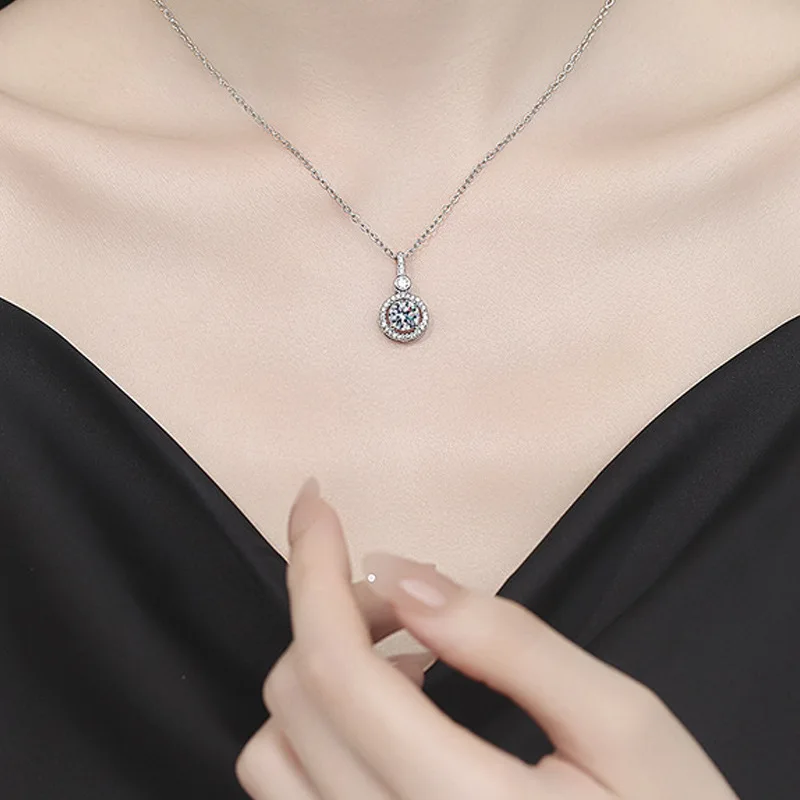 Halskette Für Damen Aus Sterlingsilber S925 Mit Weißvergoldetem Labor-Diamantschmuck, Hochzeitsanhänger, Zircom Halskette Für Damen Aus Sterlingsilber S925 Mit Weißvergoldetem Labor-Diamantschmuck, Hochzeitsanhänger, Zircom - Image 3