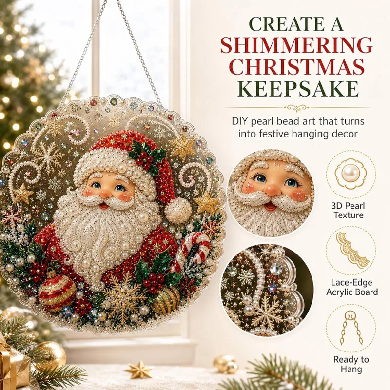Diy Perlen Anhänger Set – Runde Acryl-Diamantmalerei Für Weihnachten Diy Perlen Anhänger Set – Runde Acryl-Diamantmalerei Für Weihnachten - Image 3