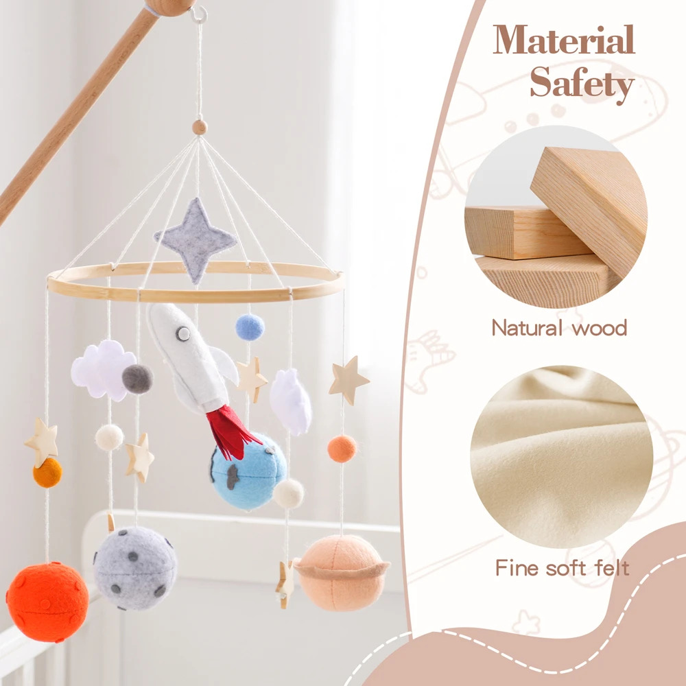 Holz Baby Krippe Glocke Beruhigende Baby Beweglichen Klingeln Spielzeug Raum Rakete Hängen Krippe Halterung Filz Ball Bett Glocke Neugeborenen Spielzeug Geschenk Holz Baby Krippe Glocke Beruhigende Baby Beweglichen Klingeln Spielzeug Raum Rakete Hängen Krippe Halterung Filz Ball Bett Glocke Neugeborenen Spielzeug Geschenk - Image 5
