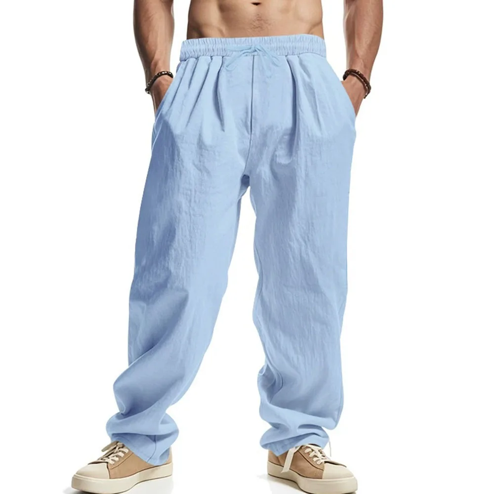 Herren-Hose Mit Geradem Bein, Baumwoll-Leinen, Atmungsaktive Hose, Leichte Strandhose Im Hawaiianischen Stil, Leichte Hose, Lässige Jogginghose Herren-Hose Mit Geradem Bein, Baumwoll-Leinen, Atmungsaktive Hose, Leichte Strandhose Im Hawaiianischen Stil, Leichte Hose, Lässige Jogginghose - Image 2