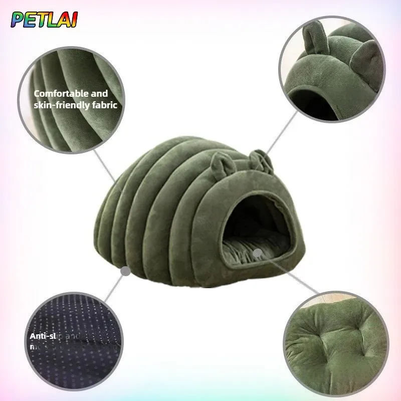 Katzenbett-Matte Für Winter Und Herbst, Gemütliches Schlafhaus Mit Warmem, Sicherem, Atmungsaktivem Großraum-Nest, Weiches Kissen Für Haustierkatzen Katzenbett-Matte Für Winter Und Herbst, Gemütliches Schlafhaus Mit Warmem, Sicherem, Atmungsaktivem Großraum-Nest, Weiches Kissen Für Haustierkatzen - Image 3
