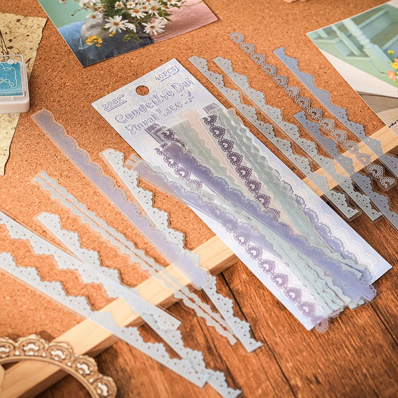 40 Stück Spitzenaufkleber, Niedliche Ästhetik, Dekor, Collage, Junk-Journal, Scrapbooking-Zubehör, Selbstklebende Kreative Schreibwarenaufkleber 40 Stück Spitzenaufkleber, Niedliche Ästhetik, Dekor, Collage, Junk-Journal, Scrapbooking-Zubehör, Selbstklebende Kreative Schreibwarenaufkleber - Image 6