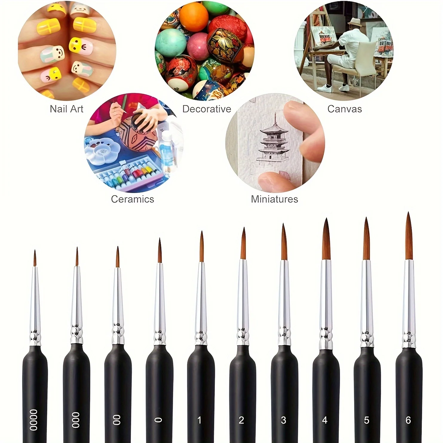 10/11-Teiliges Miniatur-Pinsel-Set Mit Detailspitze Und Ergonomischem Griff – Geeignet Für Acrylmalerei, Öl, Wat 10/11-Teiliges Miniatur-Pinsel-Set Mit Detailspitze Und Ergonomischem Griff – Geeignet Für Acrylmalerei, Öl, Wat - Image 4