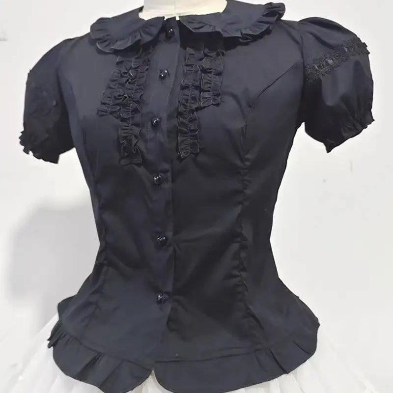 Lolita Peter Pan Kragen Bluse Damen Jk Kawaii Shirt Japanische Spitze Patch Abnehmbare Langarm Y2K Ästhetische Rüschen Blusas Lolita Peter Pan Kragen Bluse Damen Jk Kawaii Shirt Japanische Spitze Patch Abnehmbare Langarm Y2K Ästhetische Rüschen Blusas - Image 10