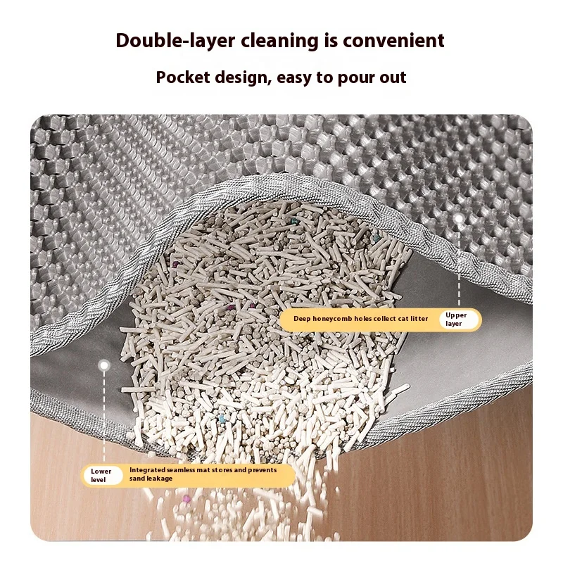 Cat Litter Mat 2-Layer Design Premium Sand Trapping Technology Waterproof Base Non-Slip Pet Floor Protector For Indoor Kittens Cat Litter Mat 2-Layer Design Premium Sand Trapping Technology Waterproof Base Non-Slip Pet Floor Protector For Indoor Kittens - Image 2