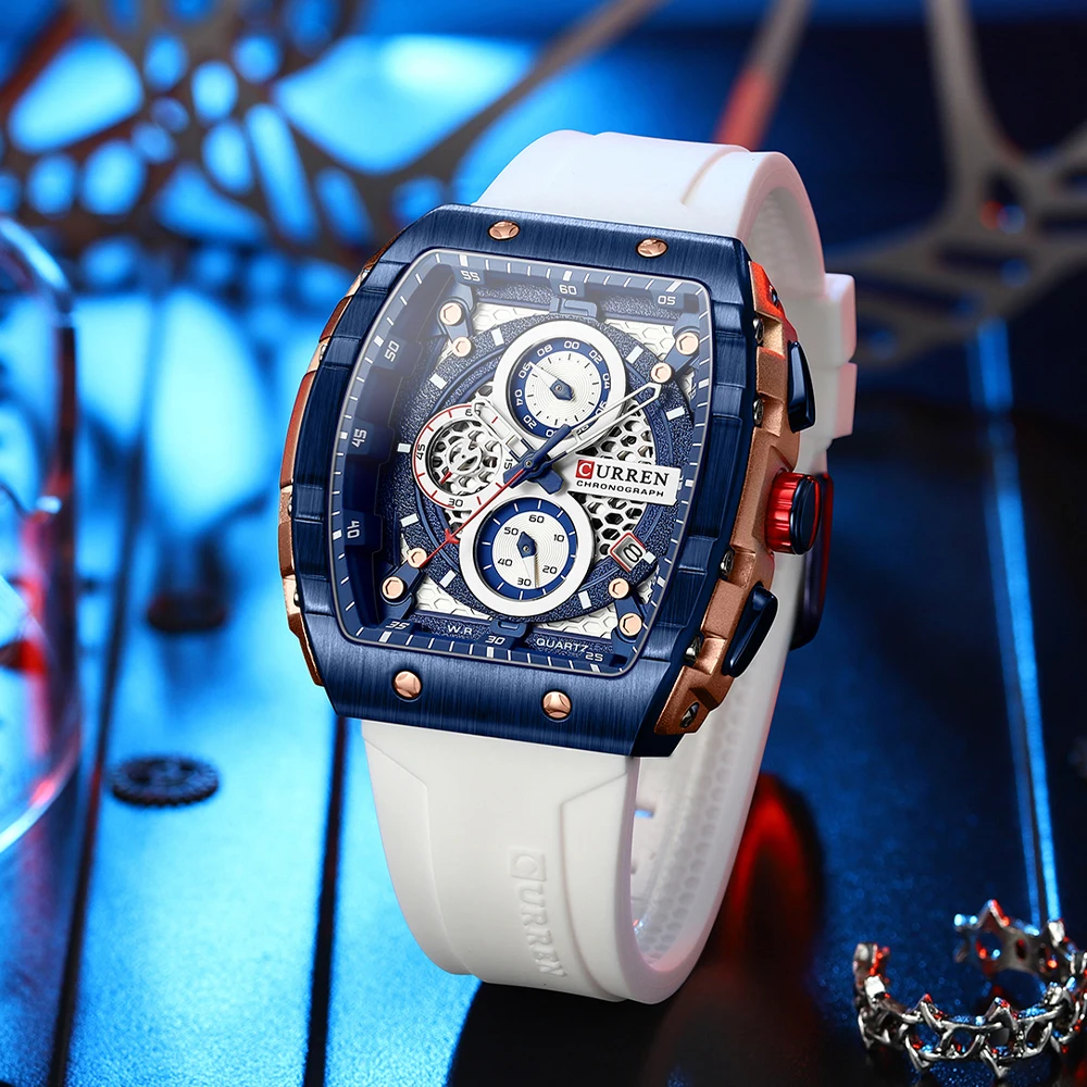 Curren Top Marke Herrenuhren Luxus Quadratische Quarz-Armbanduhr Wasserdicht Leuchtende Chronographenuhr Für Männer Datum Uhr Curren Top Marke Herrenuhren Luxus Quadratische Quarz-Armbanduhr Wasserdicht Leuchtende Chronographenuhr Für Männer Datum Uhr - Image 3