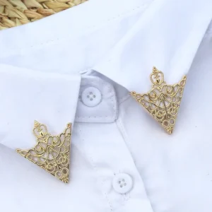 Vintage Dreieck-Hemdkragen-Anstecknadel für Damen, Ausgehöhlte Metall-Dekobrosche, Modeschmuck für Kleidung