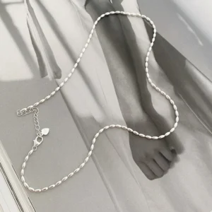 S925 Sterling Silber Halskette Einfache Perlen Halsband Glänzende Zarte Schlüsselbein Kette Für Mädchen Hochzeit Geschenk Edlen Schmuck Großhandel
