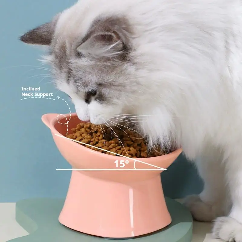 Tilted Cat Food Bowl Anti Vomiting Orthopedic Elevated Cat Dish Whisker Friendly Ceramic Pet Feeder For Small Pets Tilted Cat Food Bowl Anti Vomiting Orthopedic Elevated Cat Dish Whisker Friendly Ceramic Pet Feeder For Small Pets - Image 2