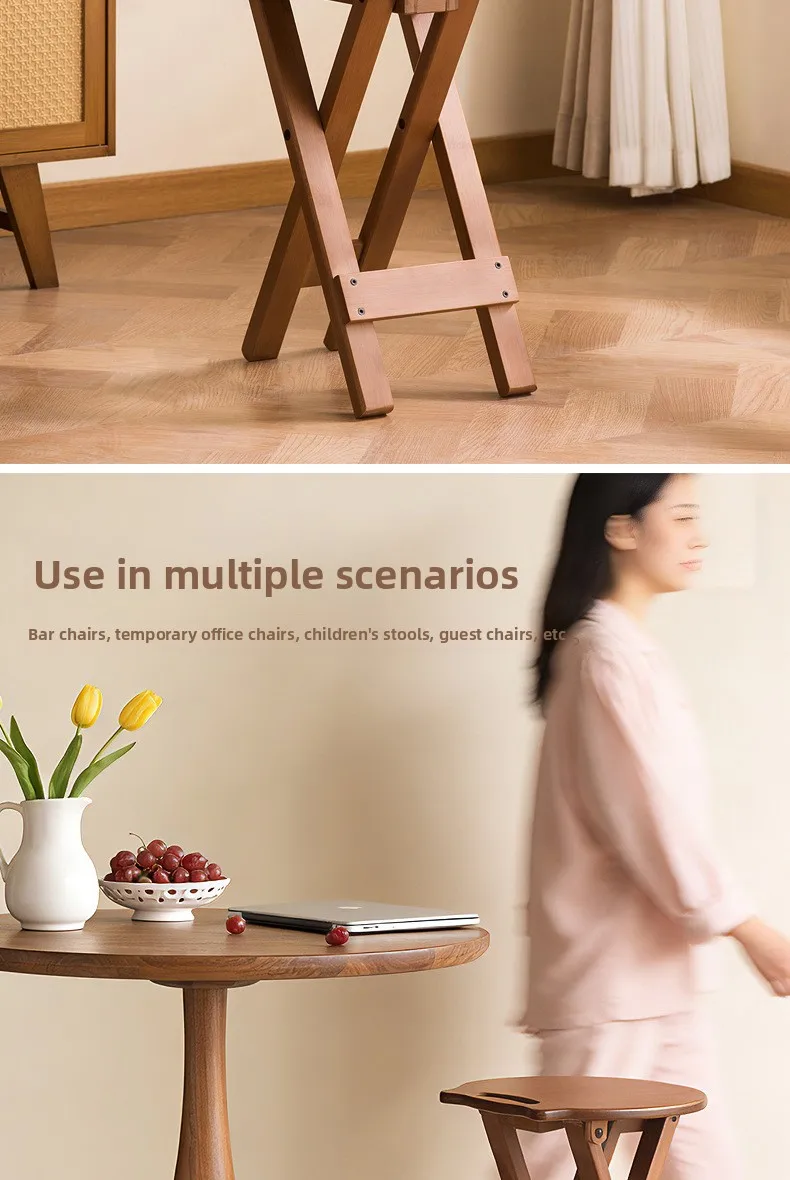 Retro Style Bamboo Folding Stool, Household Foldable Round Stool, Foldable High Stool, Bar Stool, Restaurant Dining Stool Retro Style Bamboo Folding Stool, Household Foldable Round Stool, Foldable High Stool, Bar Stool, Restaurant Dining Stool - Image 19