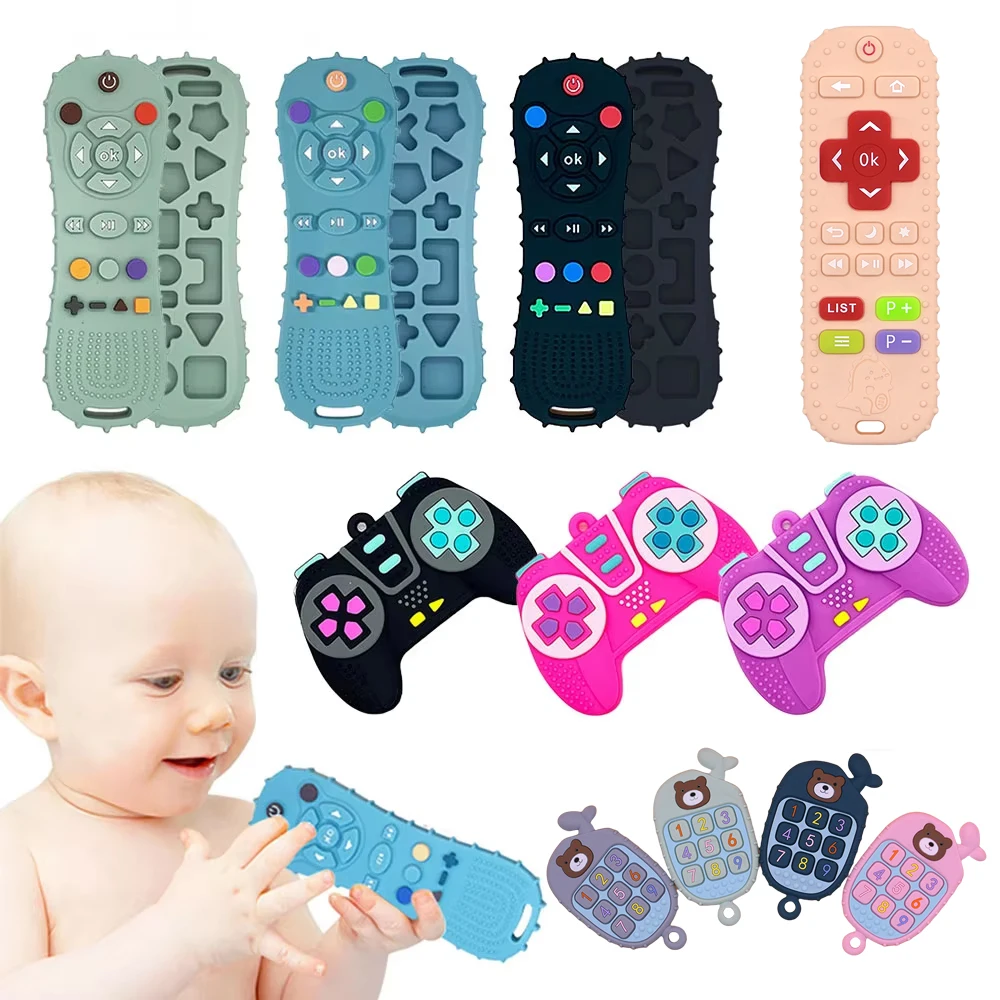 Montessori Baby Silicone Teether Toys Toddler Remote Control Boys Girls Gift Sensory Toys Montessori Baby Silicone Teether Toys Toddler Remote Control Boys Girls Gift Sensory Toys