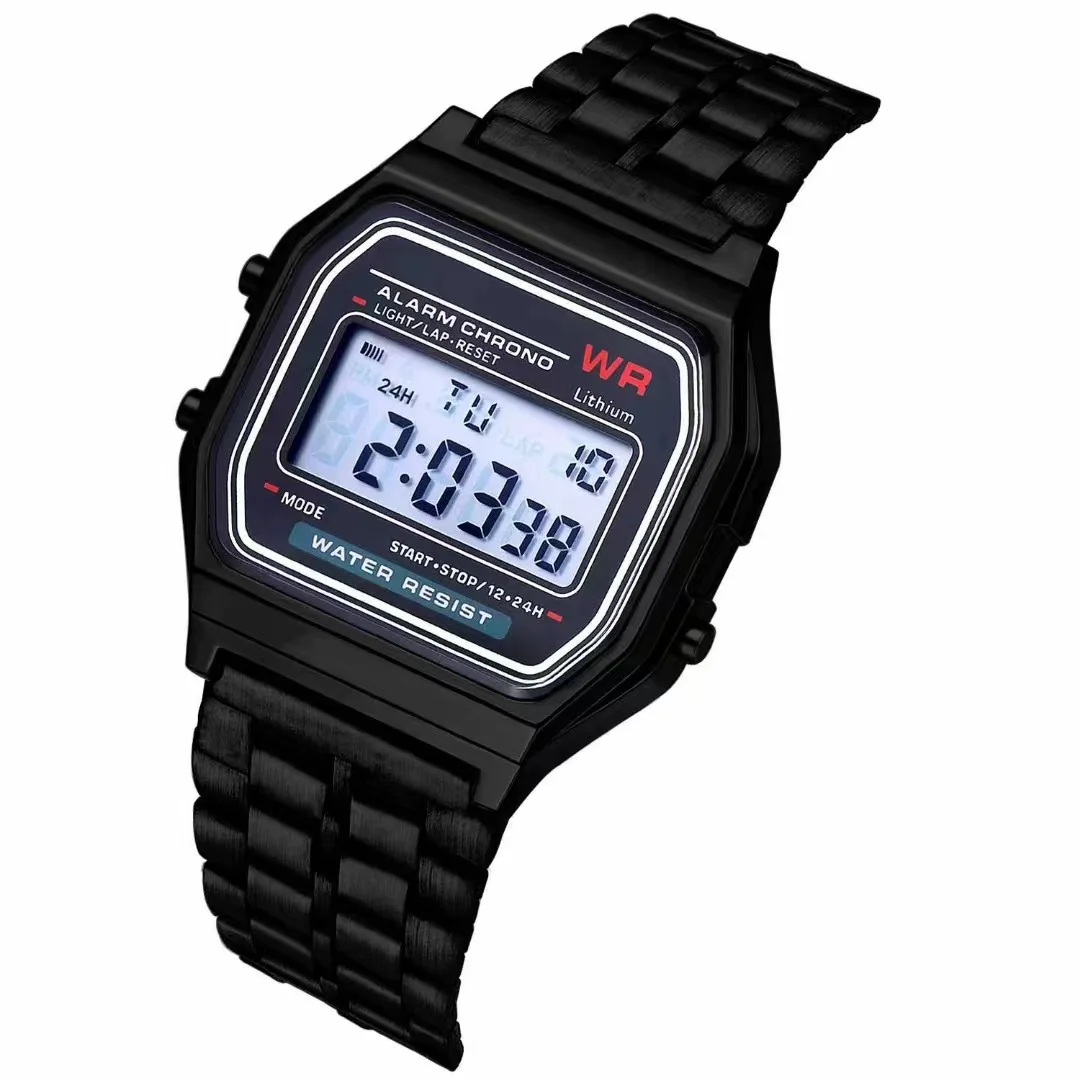 F91W Nicht Wasserdichte Stahlbanduhr Für Damen, Herren, Businessuhr, Multifunktionale Led-Digital-Sportuhr, Elektronische Uhr F91W Nicht Wasserdichte Stahlbanduhr Für Damen, Herren, Businessuhr, Multifunktionale Led-Digital-Sportuhr, Elektronische Uhr - Image 4