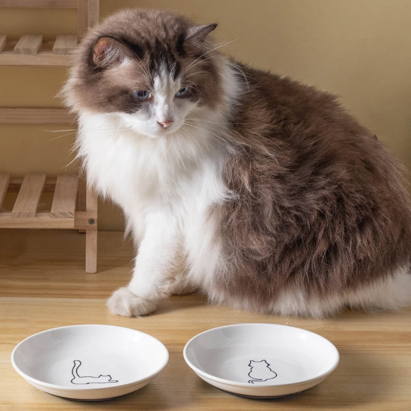 【F】Ceramic Cat Plates With Silicone Anti Slip Pad Pet Cat Snack Bowl Cute Kitten Food Bowl Pet Kitten Water Bowl Pet Supplies 【F】Ceramic Cat Plates With Silicone Anti Slip Pad Pet Cat Snack Bowl Cute Kitten Food Bowl Pet Kitten Water Bowl Pet Supplies - Image 5