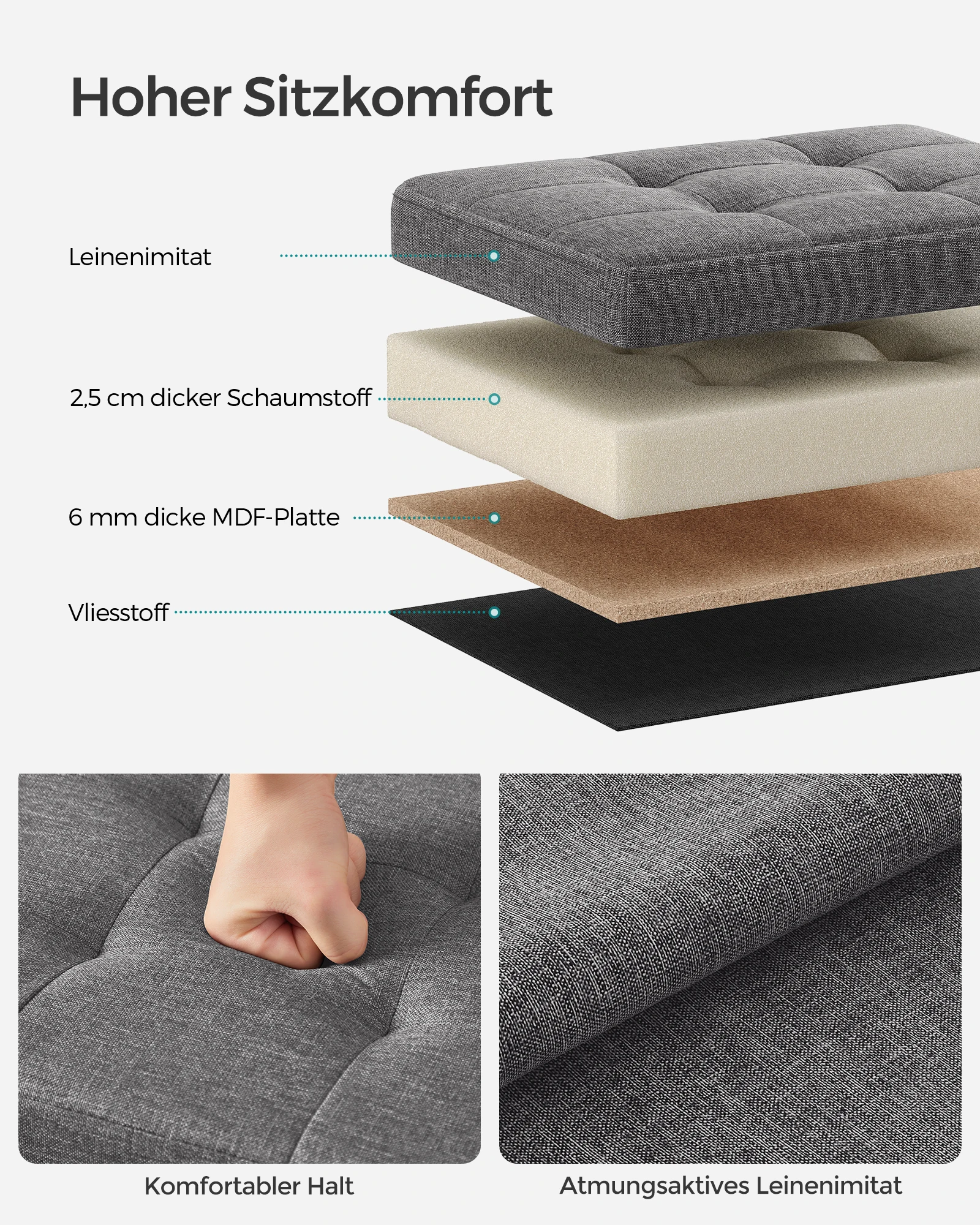 Songmics Seat Stool (1 St), With Storage Space Foldable Stool Seat Dice 30X30X30Cm Songmics Seat Stool (1 St), With Storage Space Foldable Stool Seat Dice 30X30X30Cm - Image 5