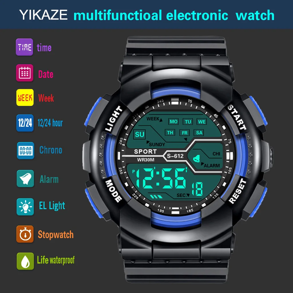 Outdoor Sport Männer Uhr Multifunktions Großen Bildschirm Led Elektronische Wasserdichte Leucht Militär Digitale Armbanduhren Reloj Hombre Outdoor Sport Männer Uhr Multifunktions Großen Bildschirm Led Elektronische Wasserdichte Leucht Militär Digitale Armbanduhren Reloj Hombre - Image 4