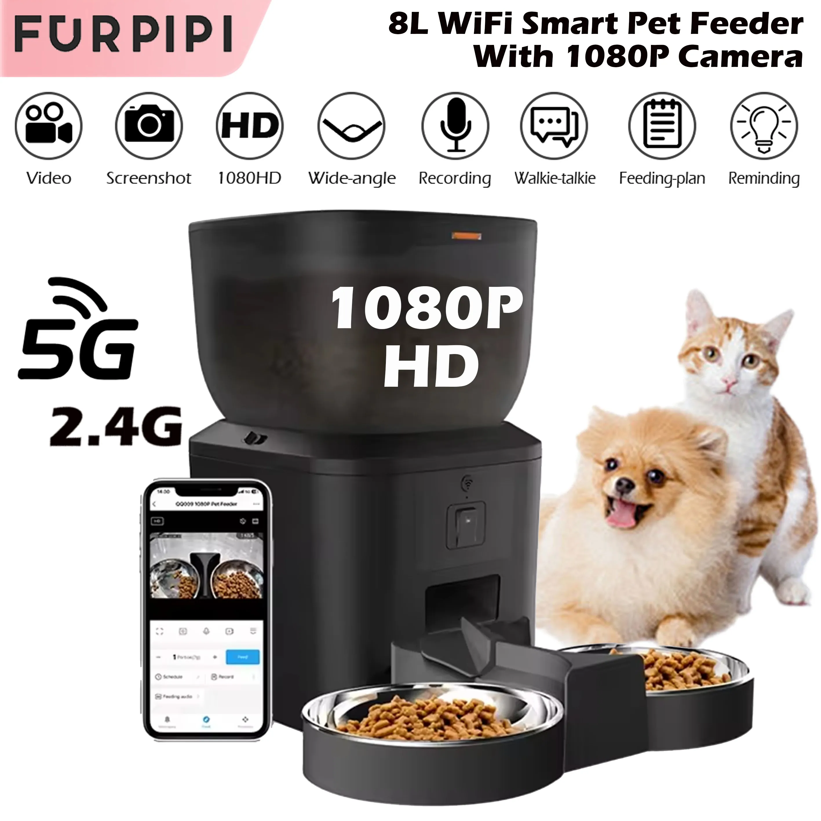 Automatischer Katzenfutterspender Mit 1080P-Kamera, Video-Katzenfutterspender, Haustier, Intelligenter Diktiergerät, Fernbedienung, Automatischer Futterspender Für Katzen Und Hunde Automatischer Katzenfutterspender Mit 1080P-Kamera, Video-Katzenfutterspender, Haustier, Intelligenter Diktiergerät, Fernbedienung, Automatischer Futterspender Für Katzen Und Hunde