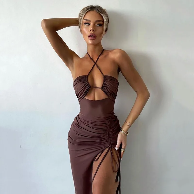 Ärmellose Sexy Weibliche Midi Backless Kleider Schlank Nacht Club Party Frauen Kleid Bodycon Vestidos Elegantes Para Mujer Ärmellose Sexy Weibliche Midi Backless Kleider Schlank Nacht Club Party Frauen Kleid Bodycon Vestidos Elegantes Para Mujer