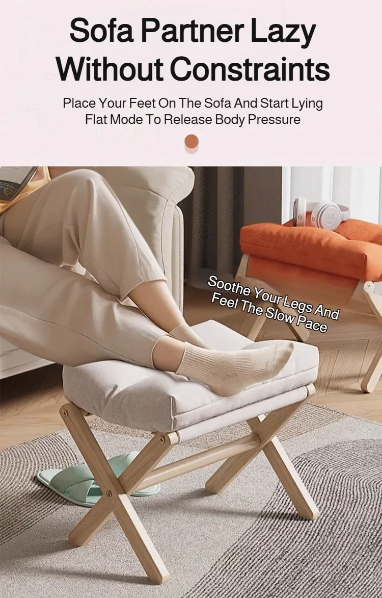 Solid Wood Folding Shoe Changing Stool With Cotton Filled Cushion, Portable Low Footstool For Entryway &Amp; Sofa Rest Solid Wood Folding Shoe Changing Stool With Cotton Filled Cushion, Portable Low Footstool For Entryway &Amp; Sofa Rest - Image 13