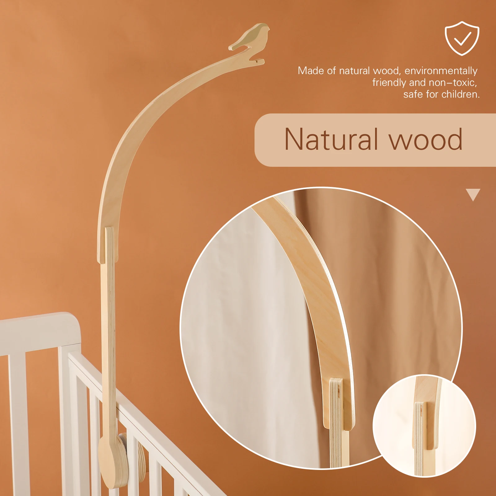 Baby Holz Kleine Birdie Bett Glocke Halterung Cartoon Krippe Bett Glocke Mobile Hängende Rassel Spielzeug Kleiderbügel Baby Krippe Dekoration Access Ori Baby Holz Kleine Birdie Bett Glocke Halterung Cartoon Krippe Bett Glocke Mobile Hängende Rassel Spielzeug Kleiderbügel Baby Krippe Dekoration Access Ori - Image 5