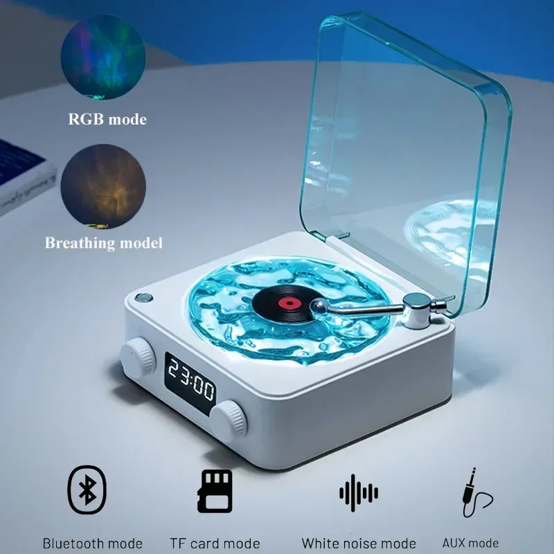 Waves Vinyl-Player Mit Bluetooth-Lautsprecher, Rgb-Licht &Amp; Weißem Rauschen – Retro-Lautsprecher Im Plattenspieler-Stil Als Schlafhilfe Waves Vinyl-Player Mit Bluetooth-Lautsprecher, Rgb-Licht &Amp; Weißem Rauschen – Retro-Lautsprecher Im Plattenspieler-Stil Als Schlafhilfe - Image 3