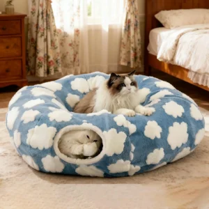 Katzentunnelbett, interaktives Spielzeug, waschbar, mit Balltunnel, Katzenbett, Höhle, interaktives Spielzeug für Kätzchen, Welpen, kleiner Hund, Hasenhaustier