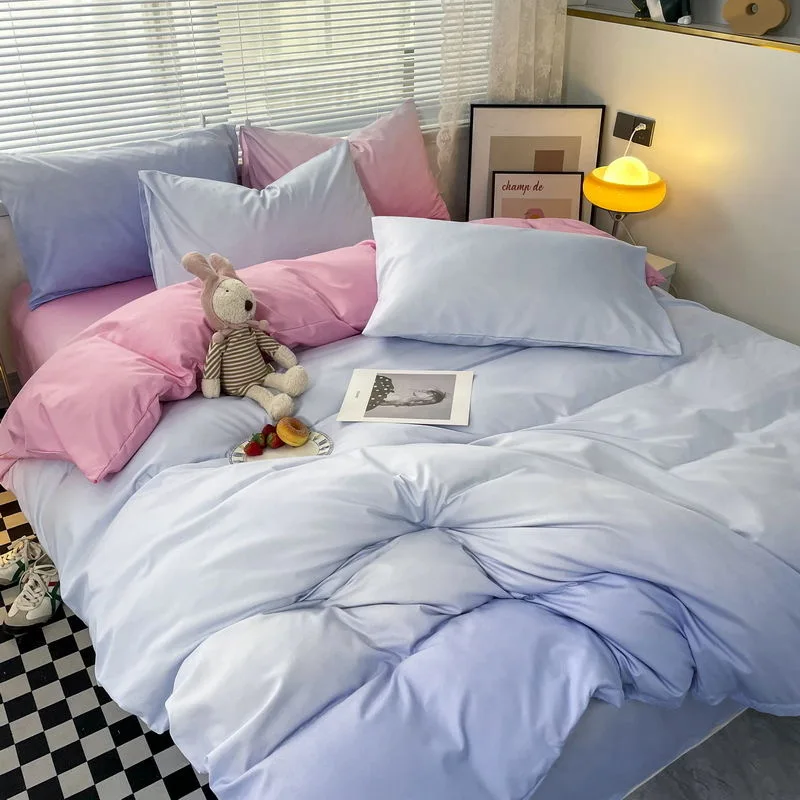 Koreanischen Stil Bettwäsche Set Vier-Stück Gradient Farbe Bettwäsche Blatt Kissenbezug Bettbezug-Set Twin Voll Königin König Super König Größe Koreanischen Stil Bettwäsche Set Vier-Stück Gradient Farbe Bettwäsche Blatt Kissenbezug Bettbezug-Set Twin Voll Königin König Super König Größe - Image 7